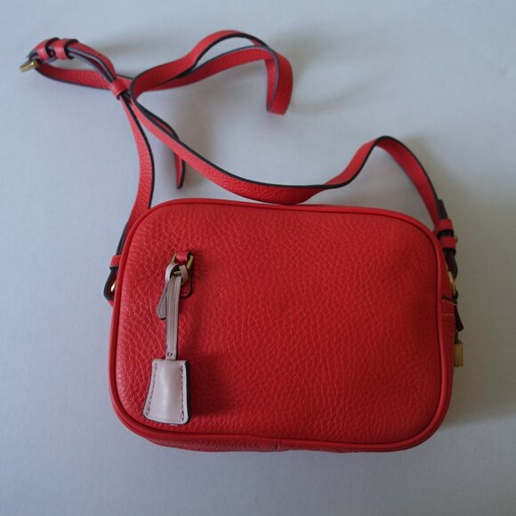 J. Crew Signet Crossbody camera Leather Bag Purse in Italian Leather Red - Picture 2 of 14